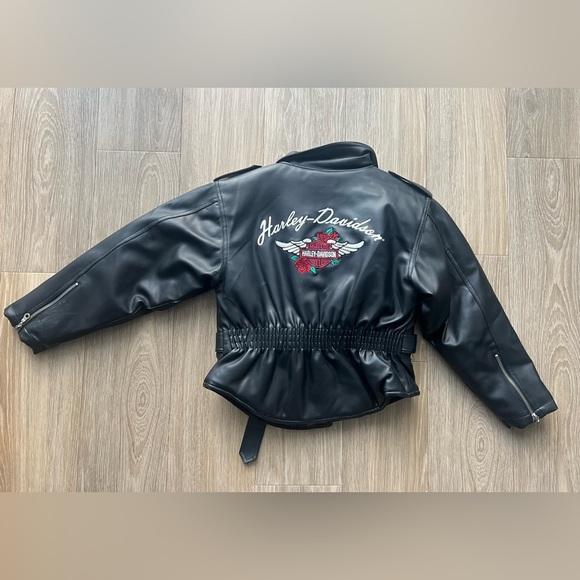 Harley Davidson Biker Faux Leather Motorcycle Jacket Youth Girls Size M - Picture 4 of 7